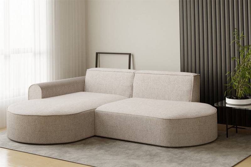 Fun Möbel Ecksofa Ecksofa Designersofa BONDY in Stoff mit Ottomane, Ottomane links oder rechts, Rundumbezug von Fun Möbel