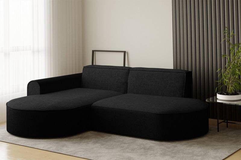 Fun Möbel Ecksofa Ecksofa Designersofa BONDY in Stoff mit Ottomane, Ottomane links oder rechts, Rundumbezug von Fun Möbel