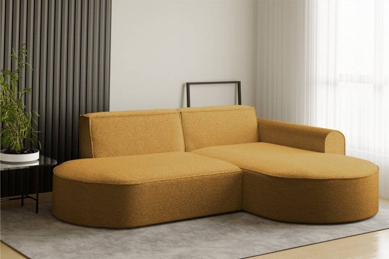 Fun Möbel Ecksofa Ecksofa Designersofa BONDY in Stoff mit Ottomane, Ottomane links oder rechts, Rundumbezug von Fun Möbel