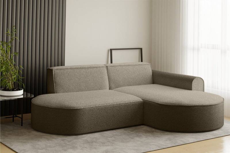 Fun Möbel Ecksofa Ecksofa Designersofa BONDY in Stoff mit Ottomane, Ottomane links oder rechts, Rundumbezug von Fun Möbel