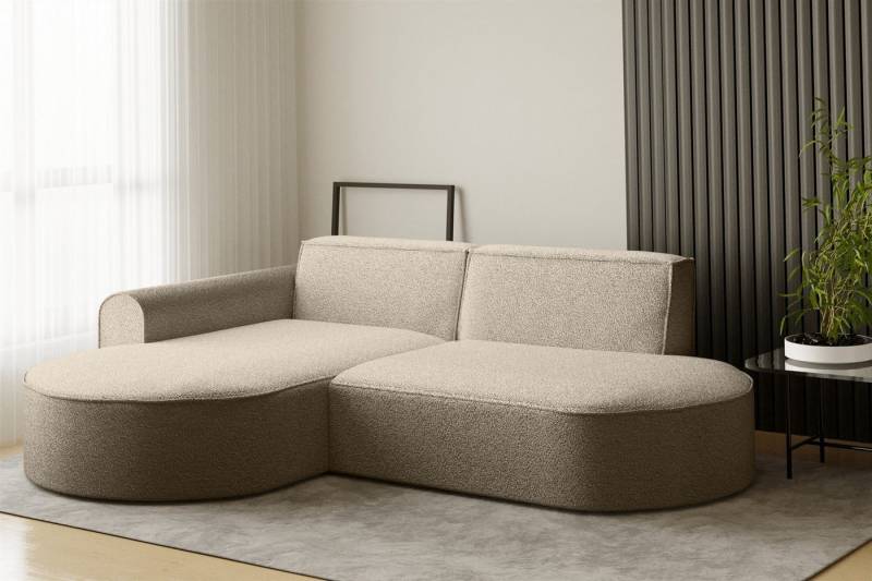 Fun Möbel Ecksofa Ecksofa Designersofa BONDY in Stoff mit Ottomane, Ottomane links oder rechts, Rundumbezug von Fun Möbel