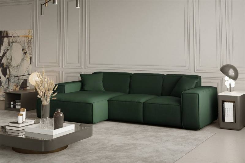Fun Möbel Ecksofa Ecksofa Designersofa CELES Ottomane Links oder Rechts in Stoff, inkl. 2 Zierkissen von Fun Möbel