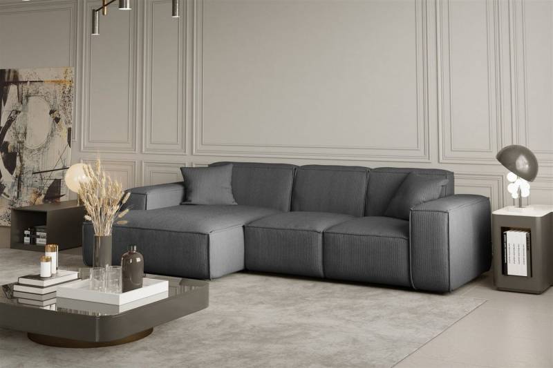Fun Möbel Ecksofa Ecksofa Designersofa CELES Ottomane Links oder Rechts in Stoff, inkl. 2 Zierkissen von Fun Möbel