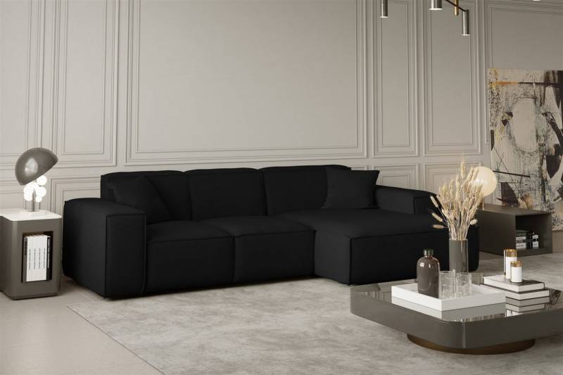 Fun Möbel Ecksofa Ecksofa Designersofa CELES Ottomane Links oder Rechts in Stoff, inkl. 2 Zierkissen von Fun Möbel