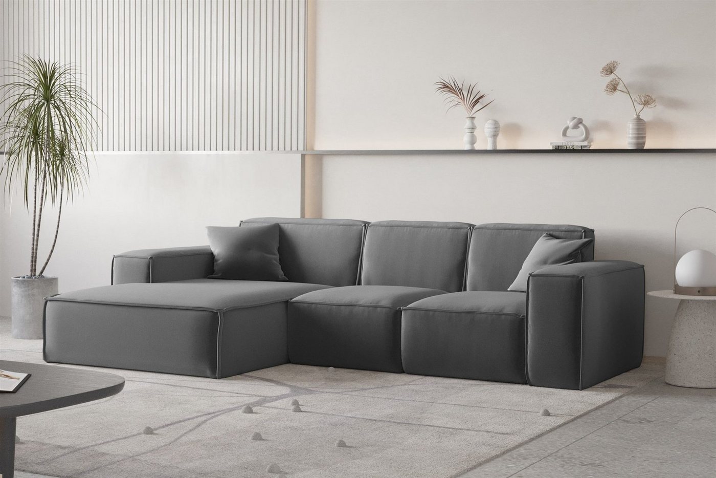 Fun Möbel Ecksofa Ecksofa Designersofa CELES PREMIUM Ottomane Rechts oder Links in Stoff, inkl. 2 Zierkissen Fun Möbel Ecksofa Ecksofa Designersofa CELES PREMIUM Ottomane Rechts oder Links in Stoff, inkl. 2 Zierkissen von Fun Möbel