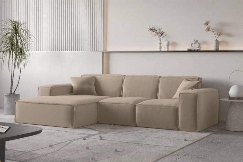 Fun Möbel Ecksofa Ecksofa Designersofa CELES PREMIUM Ottomane Rechts oder Links in Stoff, inkl. 2 Zierkissen von Fun Möbel