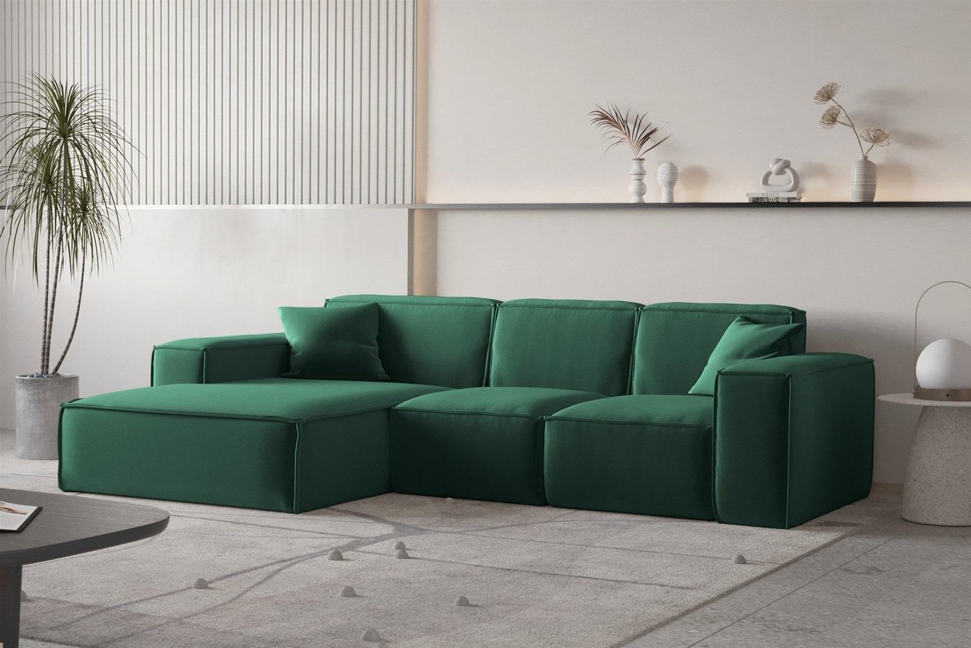 Fun Möbel Ecksofa Ecksofa Designersofa CELES PREMIUM Ottomane Rechts oder Links in Stoff, inkl. 2 Zierkissen Fun Möbel Ecksofa Ecksofa Designersofa CELES PREMIUM Ottomane Rechts oder Links in Stoff, inkl. 2 Zierkissen von Fun Möbel