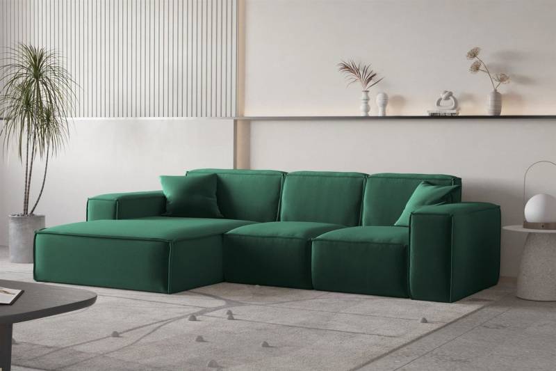 Fun Möbel Ecksofa Ecksofa Designersofa CELES PREMIUM Ottomane Rechts oder Links in Stoff, inkl. 2 Zierkissen von Fun Möbel