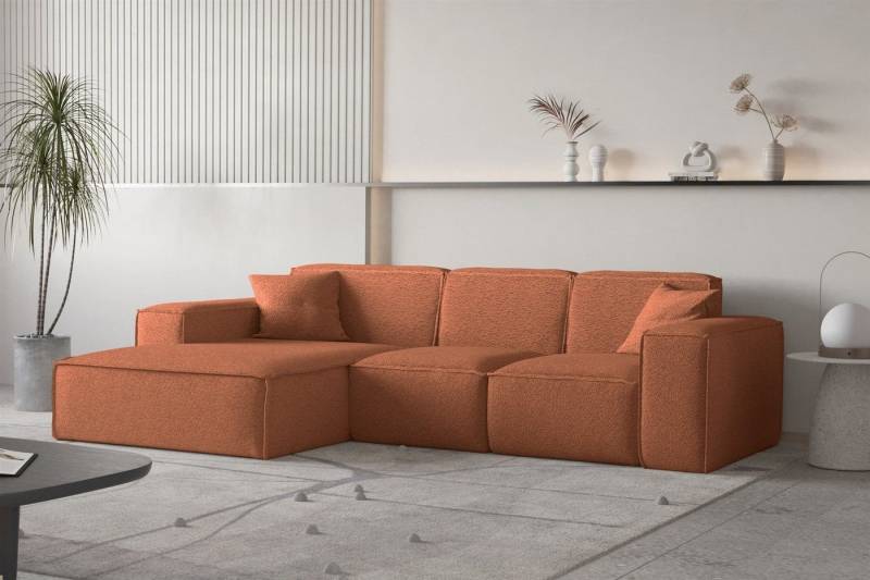 Fun Möbel Ecksofa Ecksofa Designersofa CELES PREMIUM Ottomane Rechts oder Links in Stoff, inkl. 2 Zierkissen von Fun Möbel