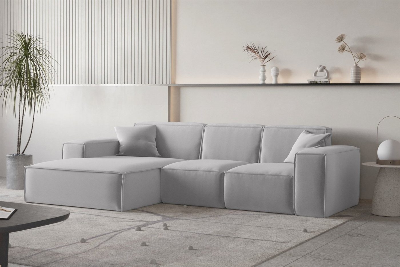 Fun Möbel Ecksofa Ecksofa Designersofa CELES PREMIUM Ottomane Rechts oder Links in Stoff, inkl. 2 Zierkissen Fun Möbel Ecksofa Ecksofa Designersofa CELES PREMIUM Ottomane Rechts oder Links in Stoff, inkl. 2 Zierkissen von Fun Möbel