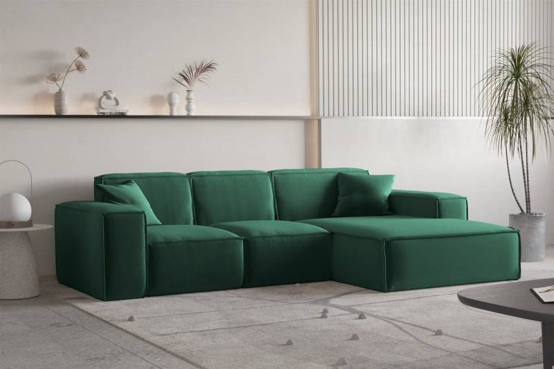 Fun Möbel Ecksofa Ecksofa Designersofa CELES PREMIUM Ottomane Rechts oder Links in Stoff, inkl. 2 Zierkissen von Fun Möbel