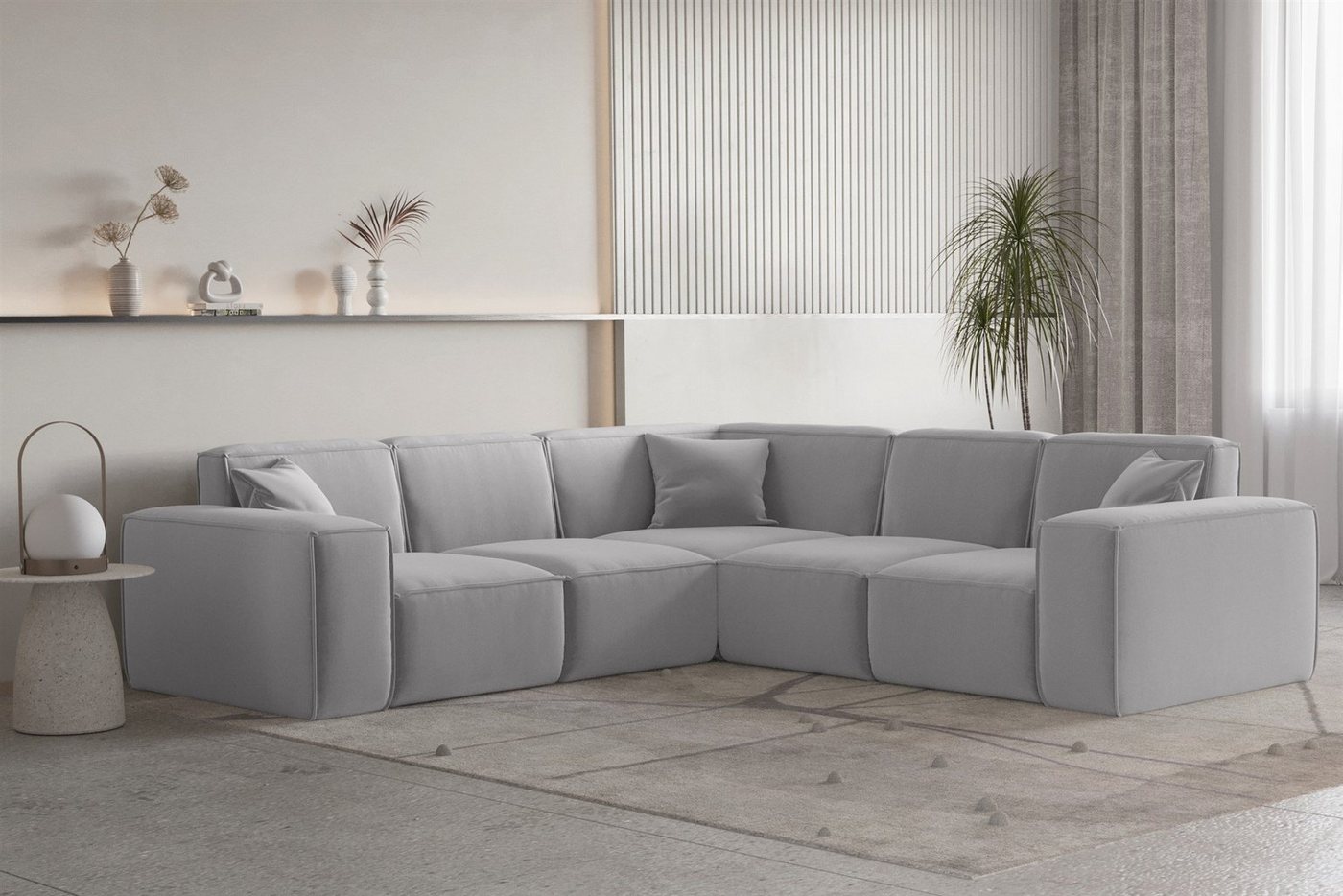 Fun Möbel Ecksofa Ecksofa Designersofa CELES PREMIUM Seite Universal in Stoff, Inkl. 3 Zierkissen von Fun Möbel