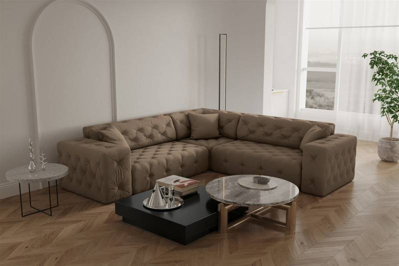 Fun Möbel Ecksofa Ecksofa Designersofa CHANTAL Seite universal in Stoff Opera Velvet von Fun Möbel