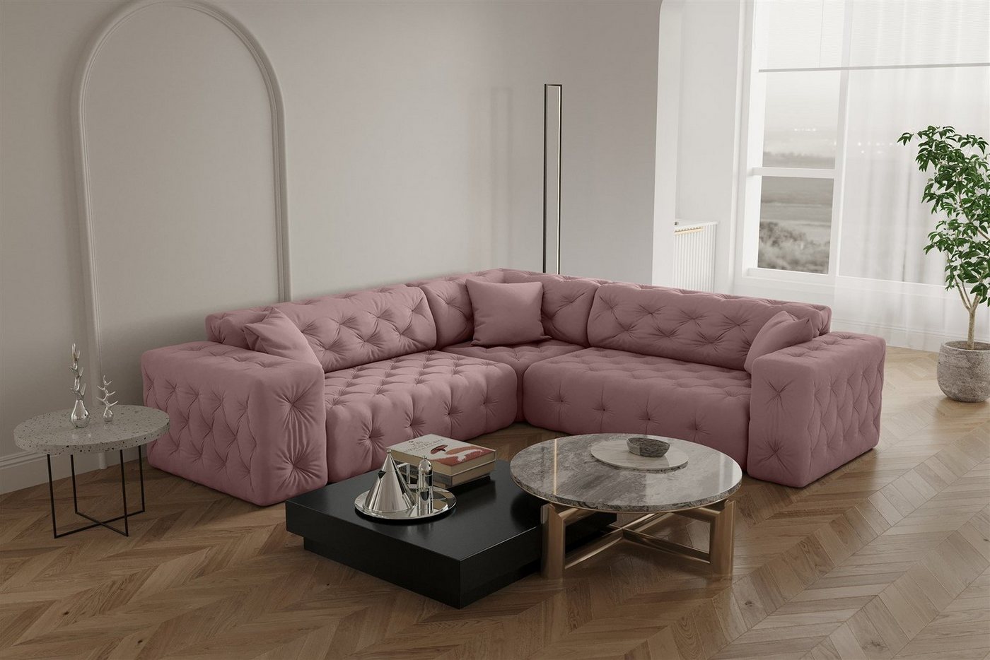 Fun Möbel Ecksofa Ecksofa Designersofa CHANTAL Seite universal in Stoff Opera Velvet von Fun Möbel