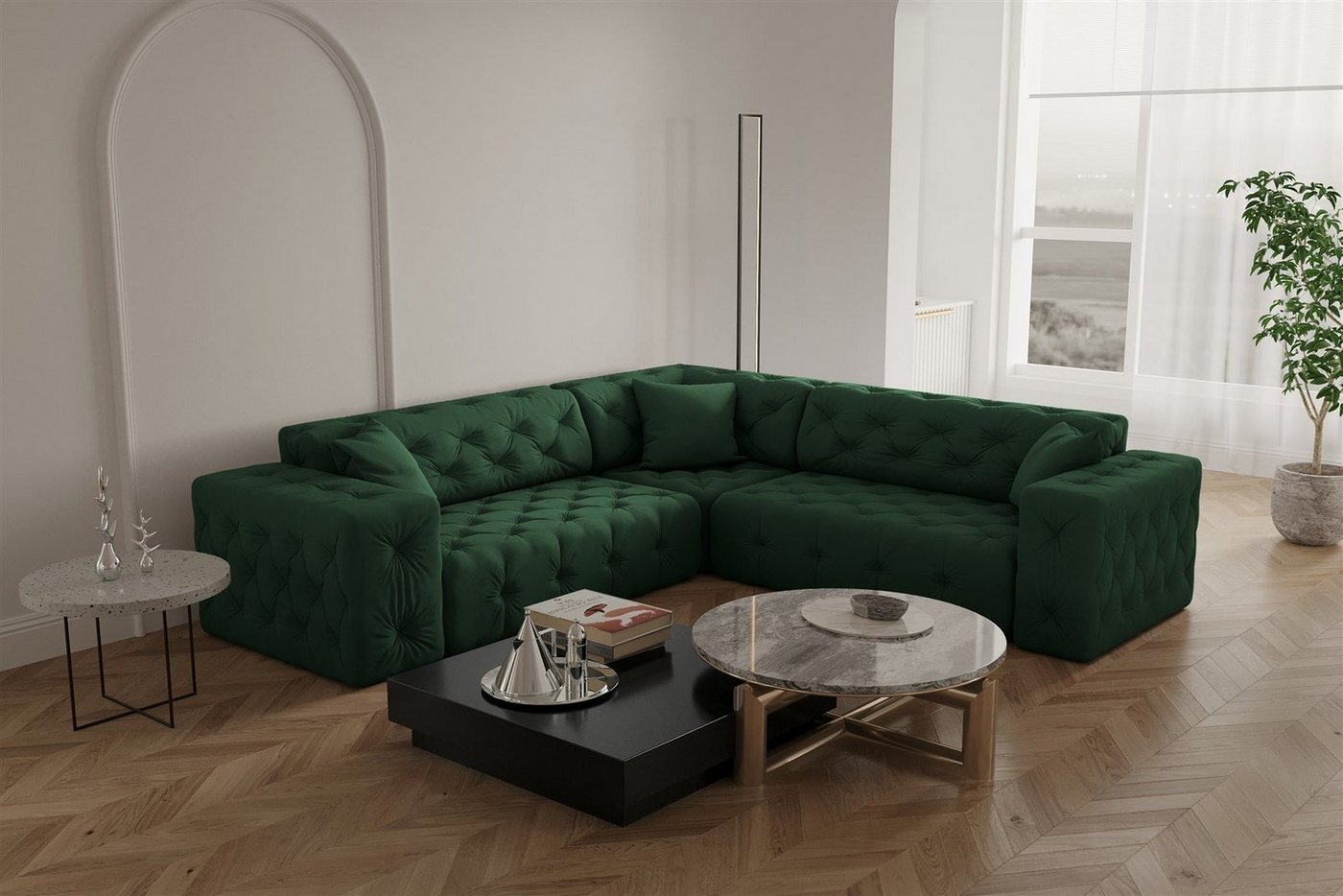 Fun Möbel Ecksofa Ecksofa Designersofa CHANTAL Seite universal in Stoff Opera Velvet von Fun Möbel