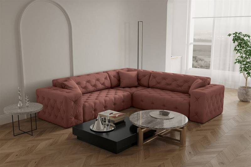Fun Möbel Ecksofa Ecksofa Designersofa CHANTAL Seite universal in Stoff Opera Velvet von Fun Möbel