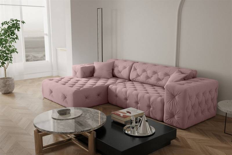 Fun Möbel Ecksofa Ecksofa Designersofa CHANTAL in Stoff Opera Velvet, Ottomane Links oder Rechts, incl. 2 Zierkissen von Fun Möbel
