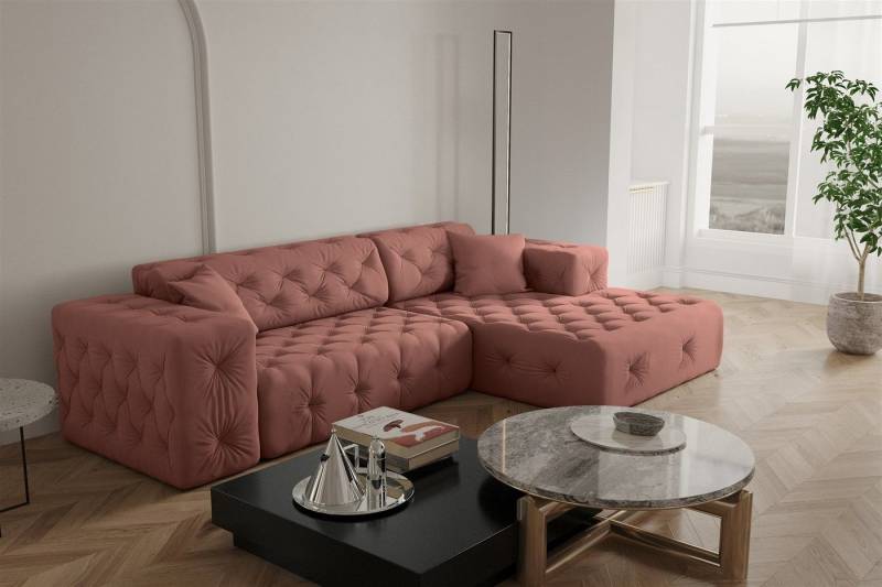 Fun Möbel Ecksofa Ecksofa Designersofa CHANTAL in Stoff Opera Velvet, Ottomane Links oder Rechts, incl. 2 Zierkissen von Fun Möbel