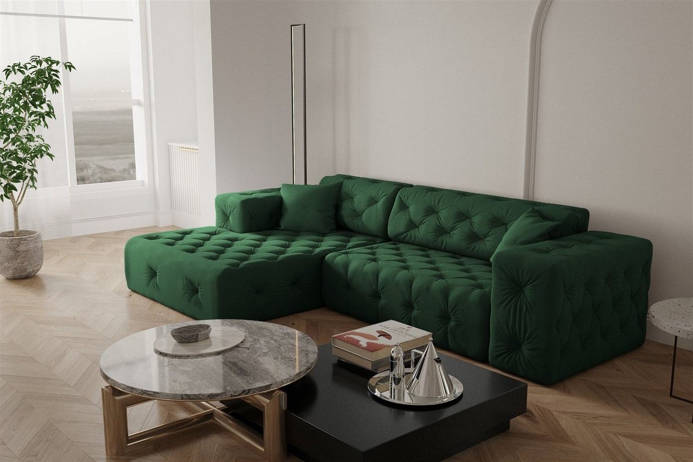 Fun Möbel Ecksofa Ecksofa Designersofa CHANTAL in Stoff Opera Velvet, Ottomane Links oder Rechts, incl. 2 Zierkissen Fun Möbel Ecksofa Ecksofa Designersofa CHANTAL in Stoff Opera Velvet, Ottomane Links oder Rechts, incl. 2 Zierkissen von Fun Möbel