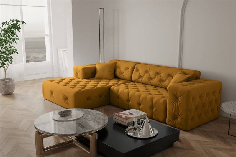 Fun Möbel Ecksofa Ecksofa Designersofa CHANTAL in Stoff Opera Velvet, Ottomane Links oder Rechts, incl. 2 Zierkissen Fun Möbel Ecksofa Ecksofa Designersofa CHANTAL in Stoff Opera Velvet, Ottomane Links oder Rechts, incl. 2 Zierkissen von Fun Möbel