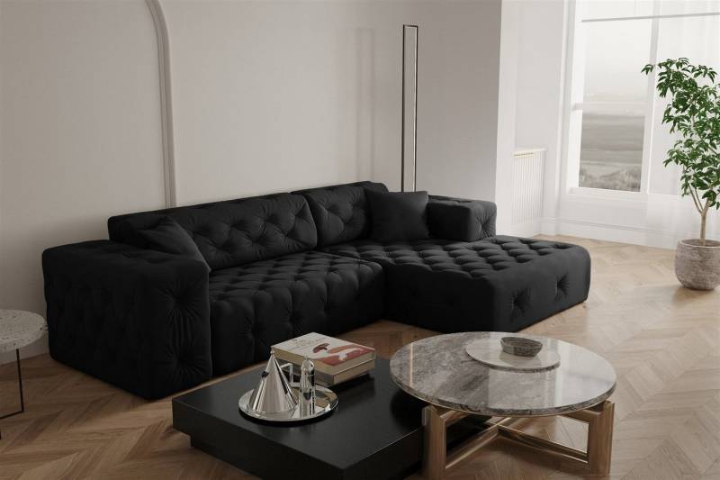 Fun Möbel Ecksofa Ecksofa Designersofa CHANTAL in Stoff Opera Velvet, Ottomane Links oder Rechts, incl. 2 Zierkissen von Fun Möbel