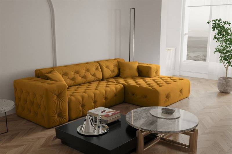 Fun Möbel Ecksofa Ecksofa Designersofa CHANTAL in Stoff Opera Velvet, Ottomane Links oder Rechts, incl. 2 Zierkissen Fun Möbel Ecksofa Ecksofa Designersofa CHANTAL in Stoff Opera Velvet, Ottomane Links oder Rechts, incl. 2 Zierkissen von Fun Möbel