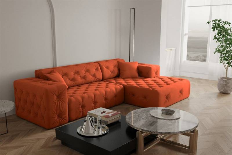 Fun Möbel Ecksofa Ecksofa Designersofa CHANTAL in Stoff Opera Velvet, Ottomane Links und Rechts von Fun Möbel