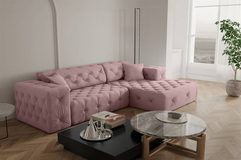 Fun Möbel Ecksofa Ecksofa Designersofa CHANTAL in Stoff Opera Velvet, Ottomane Links und Rechts von Fun Möbel