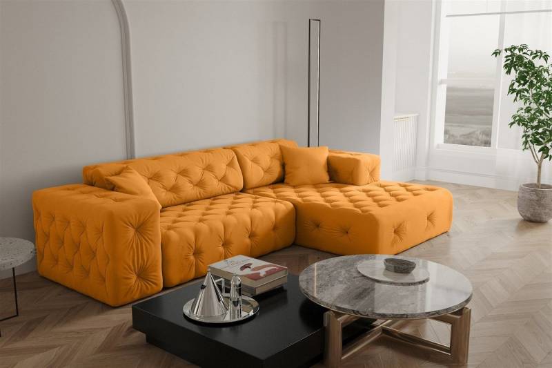 Fun Möbel Ecksofa Ecksofa Designersofa CHANTAL in Stoff Opera Velvet, Ottomane Links und Rechts von Fun Möbel