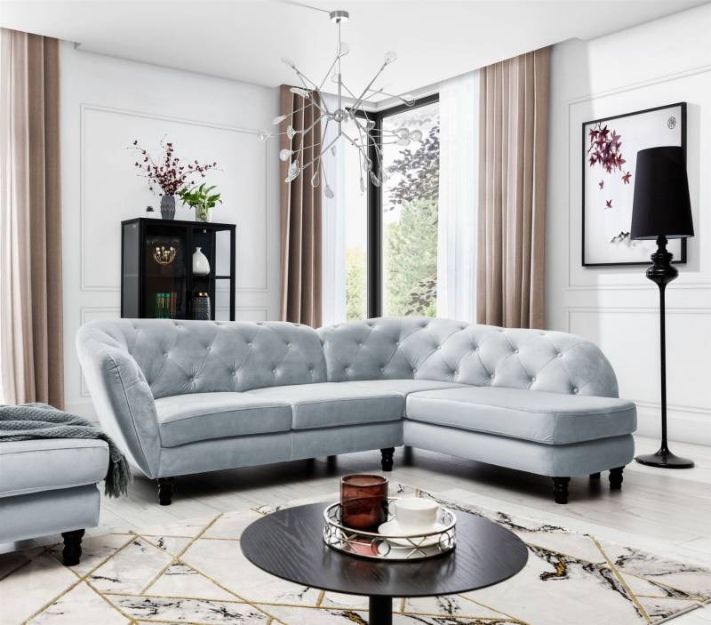 Fun Möbel Ecksofa Ecksofa Designersofa CHARLOTTE in Stoff Matt Velvet, 1 Teile von Fun Möbel