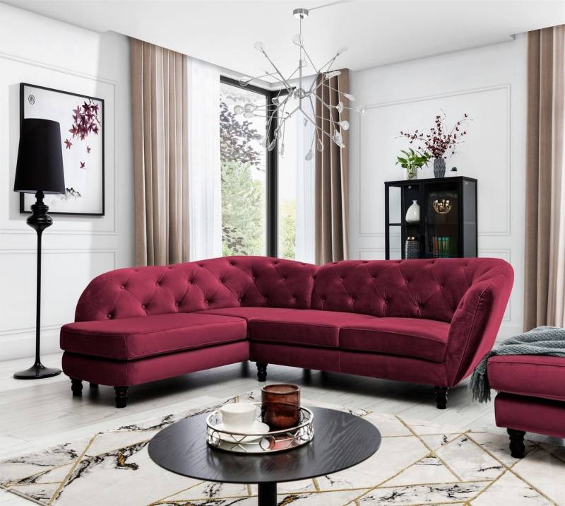 Fun Möbel Ecksofa Ecksofa Designersofa CHARLOTTE in Stoff Matt Velvet, 1 Teile von Fun Möbel