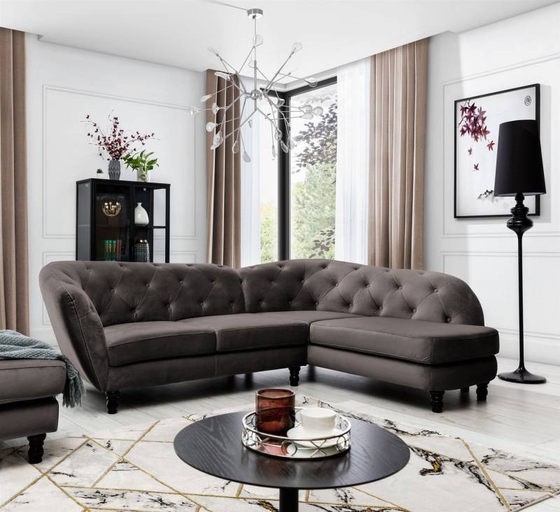 Fun Möbel Ecksofa Ecksofa Designersofa CHARLOTTE in Stoff Matt Velvet, 1 Teile von Fun Möbel