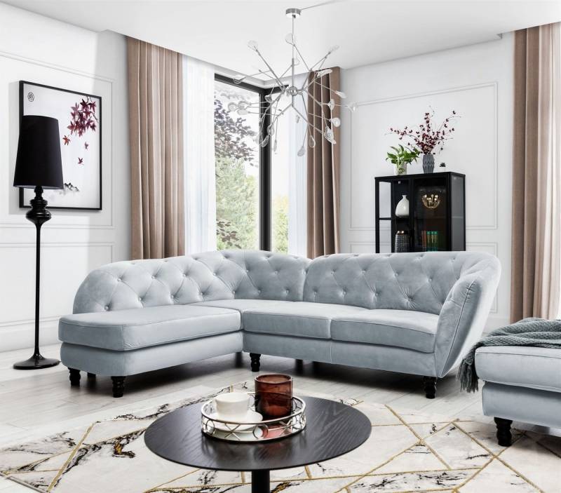 Fun Möbel Ecksofa Ecksofa Designersofa CHARLOTTE in Stoff Matt Velvet, 1 Teile von Fun Möbel