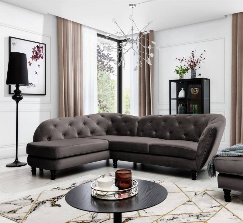 Fun Möbel Ecksofa Ecksofa Designersofa CHARLOTTE in Stoff Matt Velvet, 1 Teile von Fun Möbel
