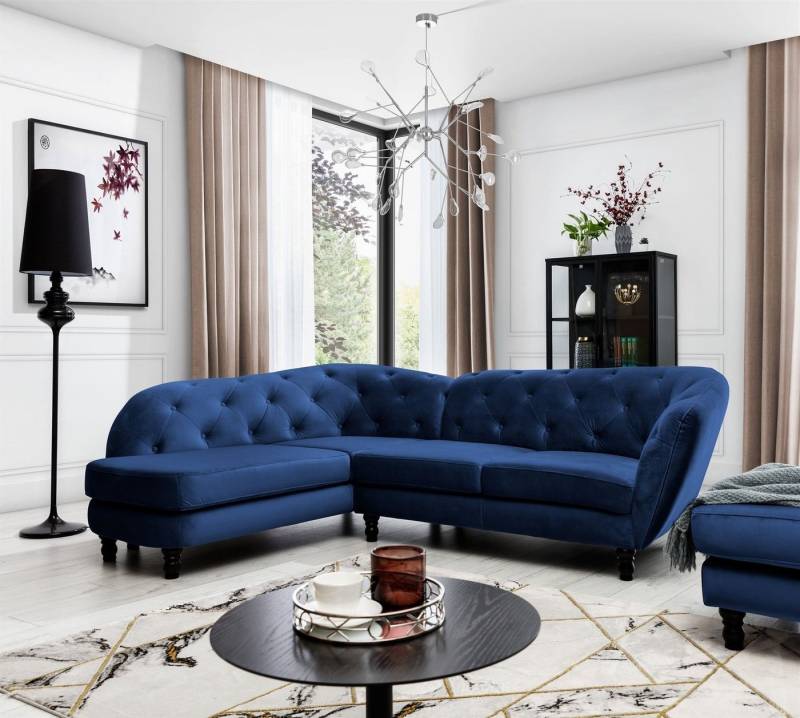 Fun Möbel Ecksofa Ecksofa Designersofa CHARLOTTE in Stoff Matt Velvet, 1 Teile von Fun Möbel