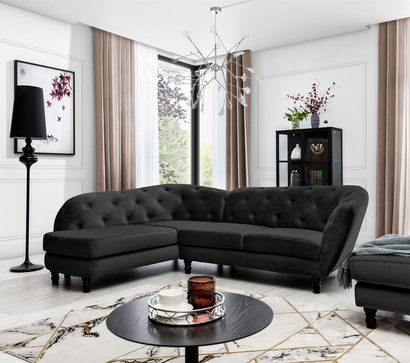 Fun Möbel Ecksofa Ecksofa Designersofa CHARLOTTE in Stoff Matt Velvet, 1 Teile Fun Möbel Ecksofa Ecksofa Designersofa CHARLOTTE in Stoff Matt Velvet, 1 Teile von Fun Möbel