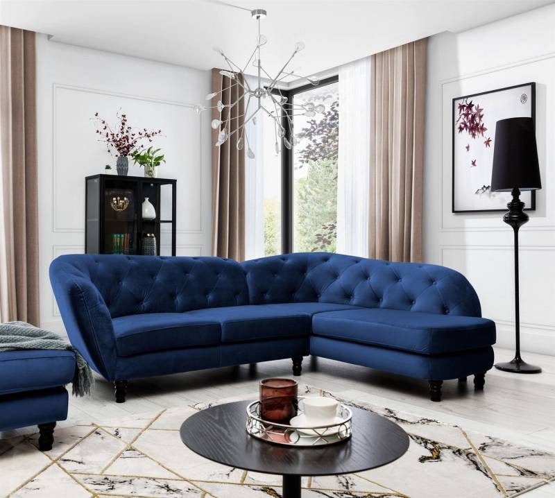 Fun Möbel Ecksofa Ecksofa Designersofa CHARLOTTE in Stoff Matt Velvet, 1 Teile von Fun Möbel