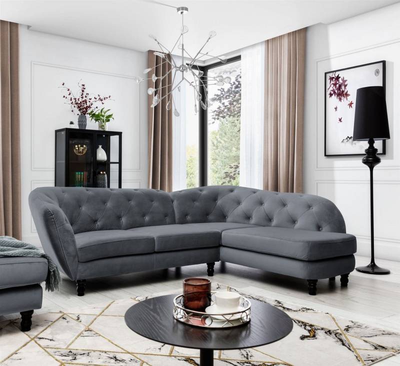Fun Möbel Ecksofa Ecksofa Designersofa CHARLOTTE in Stoff Matt Velvet, 1 Teile von Fun Möbel