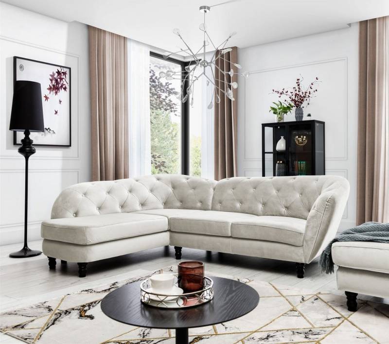 Fun Möbel Ecksofa Ecksofa Designersofa CHARLOTTE in Stoff Matt Velvet, 1 Teile von Fun Möbel