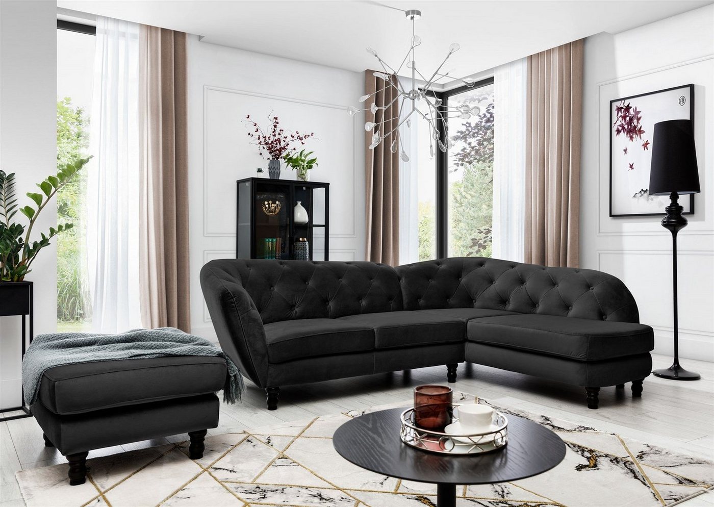 Fun Möbel Ecksofa Ecksofa Designersofa CHARLOTTE incl. Hocker in Stoff Matt Velvet, 2 Teile Fun Möbel Ecksofa Ecksofa Designersofa CHARLOTTE incl. Hocker in Stoff Matt Velvet, 2 Teile von Fun Möbel