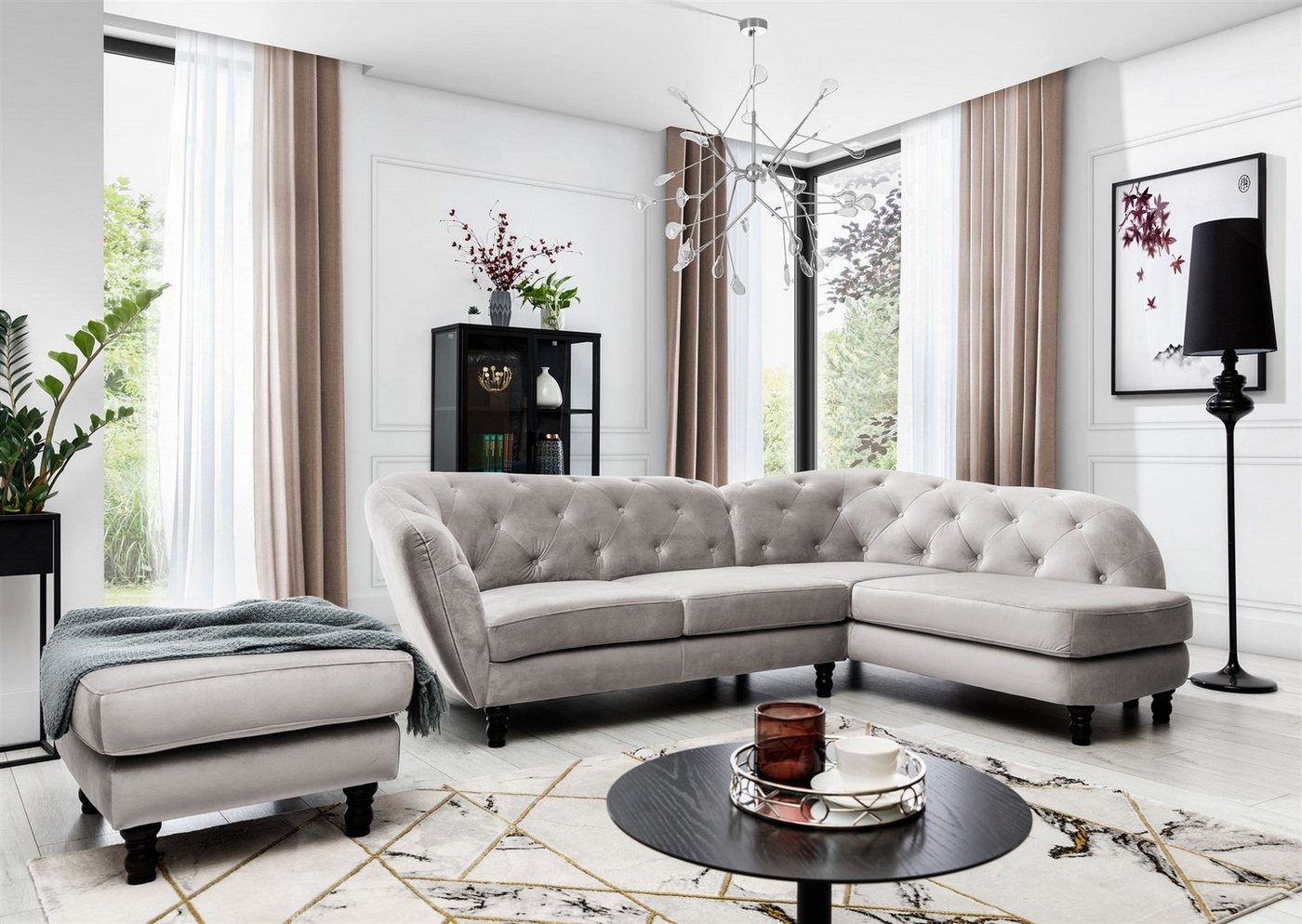 Fun Möbel Ecksofa Ecksofa Designersofa CHARLOTTE incl. Hocker in Stoff Matt Velvet, 2 Teile Fun Möbel Ecksofa Ecksofa Designersofa CHARLOTTE incl. Hocker in Stoff Matt Velvet, 2 Teile von Fun Möbel