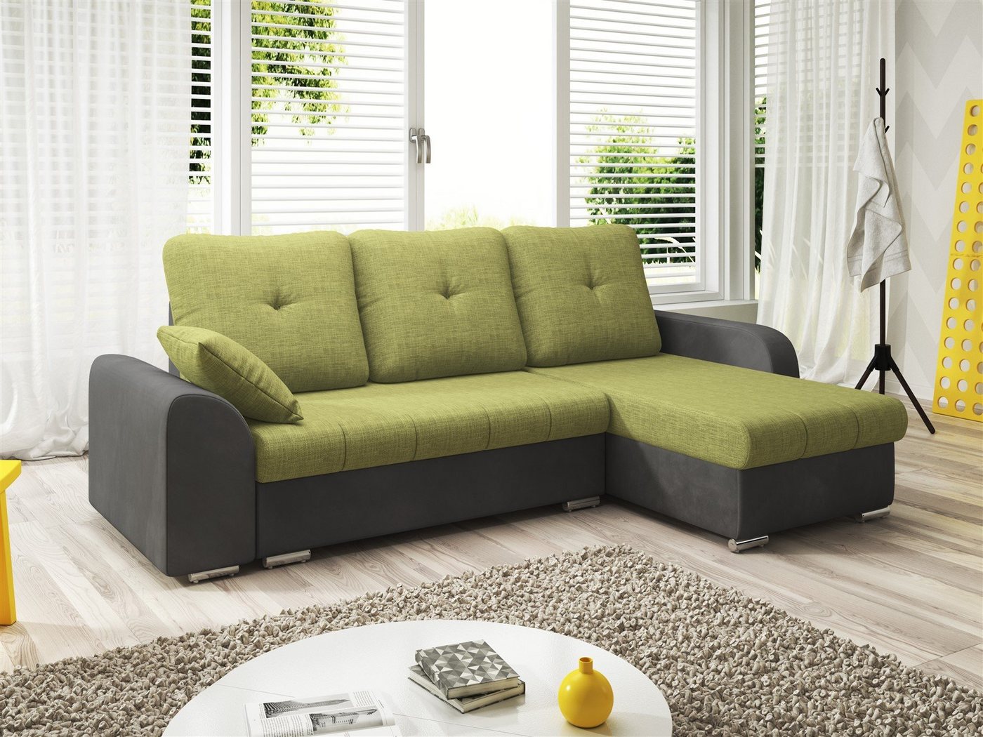 Fun Möbel Ecksofa Ecksofa Designersofa DEKOS mit Ottomane, inkl. Bettkästen, mit Schlaffunktion von Fun Möbel