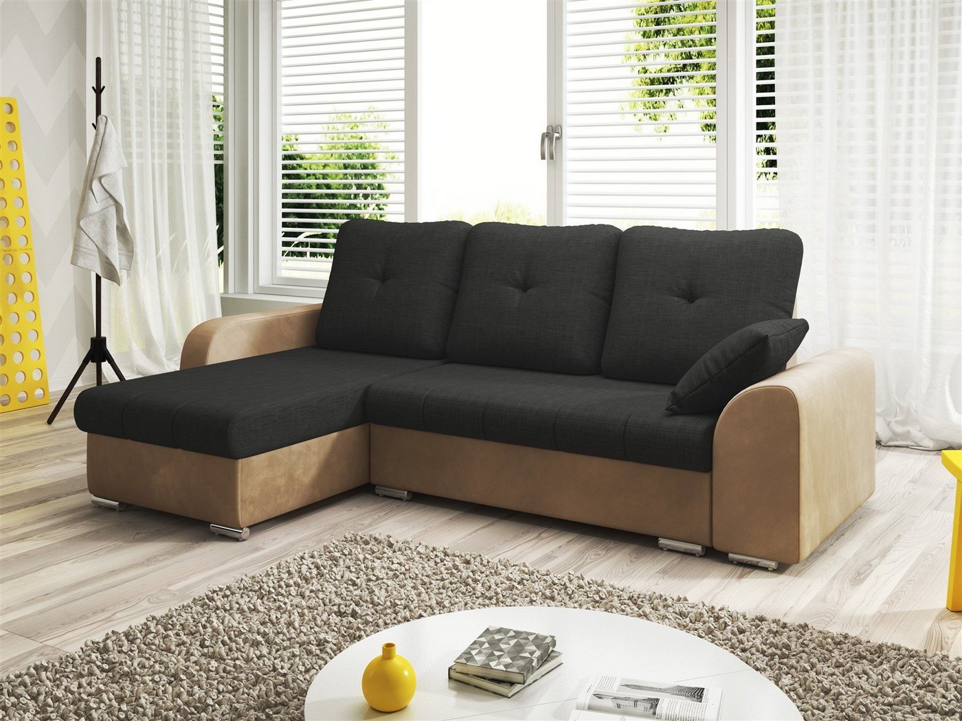 Fun Möbel Ecksofa Ecksofa Designersofa DEKOS mit Ottomane, inkl. Bettkästen, mit Schlaffunktion von Fun Möbel