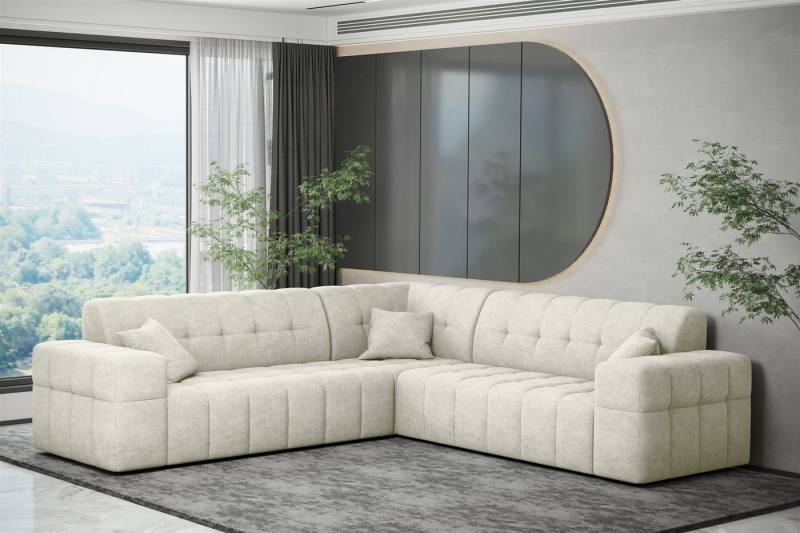 Fun Möbel Ecksofa Ecksofa Designersofa NANCY in Stoff Harmony Seite Universal, Rundumbezug von Fun Möbel