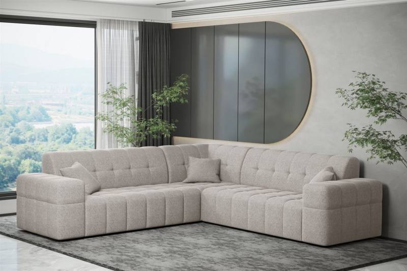 Fun Möbel Ecksofa Ecksofa Designersofa NANCY in Stoff Neve Seite Universal, Rundumbezug von Fun Möbel