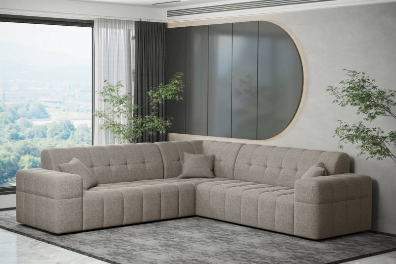 Fun Möbel Ecksofa Ecksofa Designersofa NANCY in Stoff Neve Seite Universal, Rundumbezug von Fun Möbel