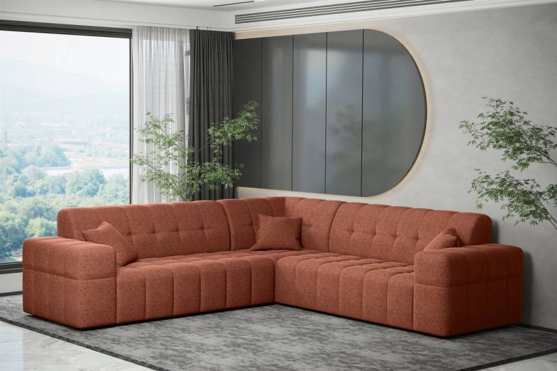 Fun Möbel Ecksofa Ecksofa Designersofa NANCY in Stoff Neve Seite Universal, Rundumbezug von Fun Möbel
