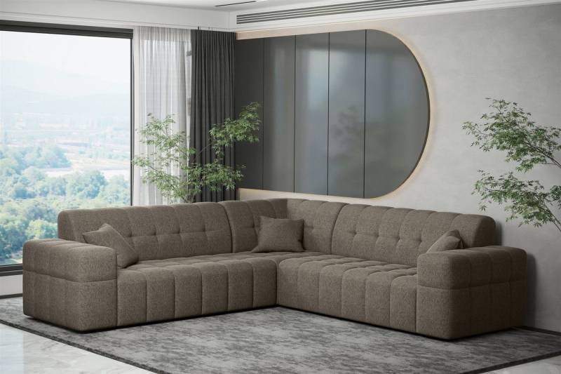 Fun Möbel Ecksofa Ecksofa Designersofa NANCY in Stoff Neve Seite Universal, Rundumbezug von Fun Möbel