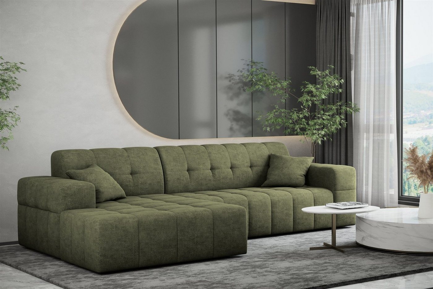 Fun Möbel Ecksofa Ecksofa Designersofa NANCY mit Ottomane in Stoff Harmony, Rundumbezug Fun Möbel Ecksofa Ecksofa Designersofa NANCY mit Ottomane in Stoff Harmony, Rundumbezug von Fun Möbel