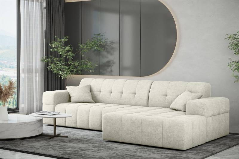 Fun Möbel Ecksofa Ecksofa Designersofa NANCY mit Ottomane in Stoff Harmony, Rundumbezug von Fun Möbel